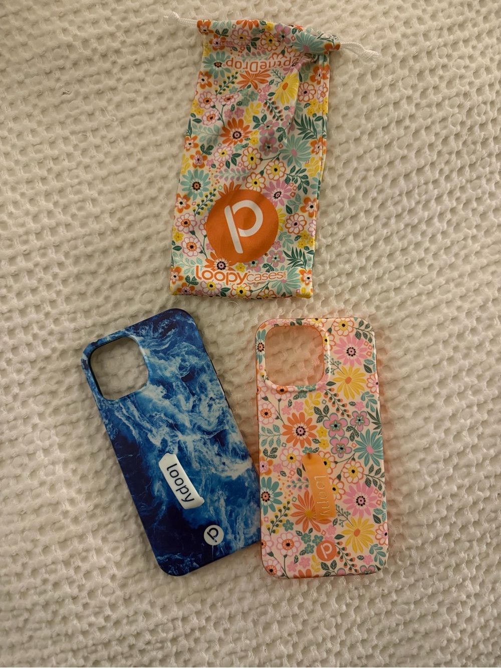 Loopy Case Floral Pink & Blue Phone Cases with Grip Loop for iPhone 14 pro max